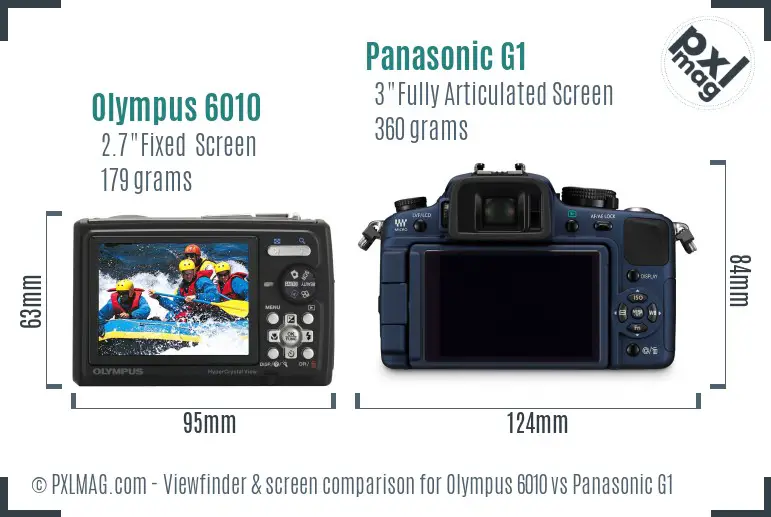 Olympus 6010 vs Panasonic G1 Screen and Viewfinder comparison