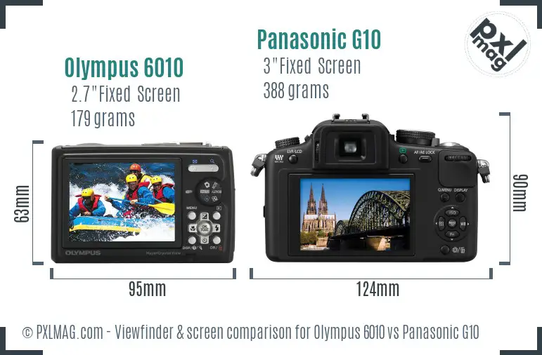 Olympus 6010 vs Panasonic G10 Screen and Viewfinder comparison