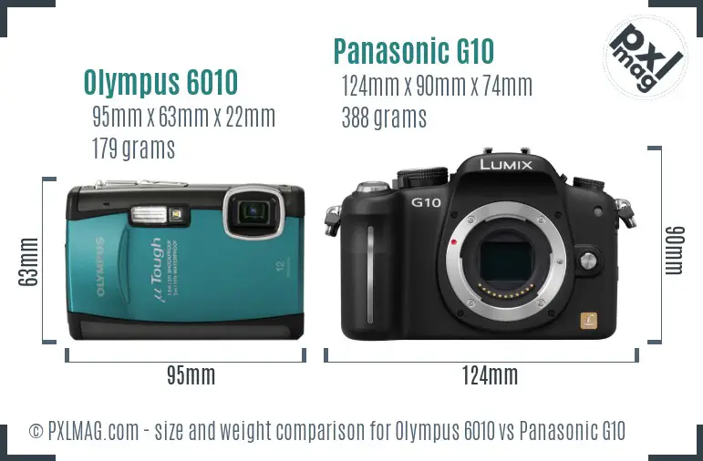 Olympus 6010 vs Panasonic G10 size comparison