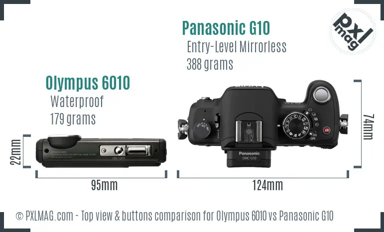 Olympus 6010 vs Panasonic G10 top view buttons comparison