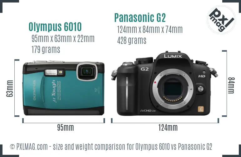 Olympus 6010 vs Panasonic G2 size comparison