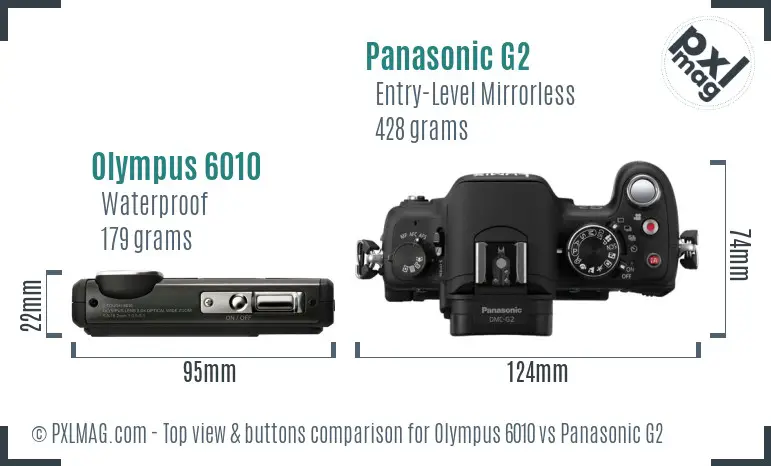 Olympus 6010 vs Panasonic G2 top view buttons comparison