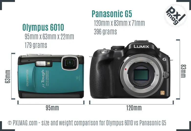 Olympus 6010 vs Panasonic G5 size comparison