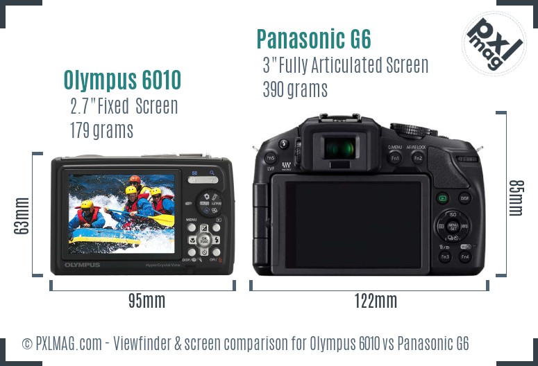 Olympus 6010 vs Panasonic G6 Screen and Viewfinder comparison