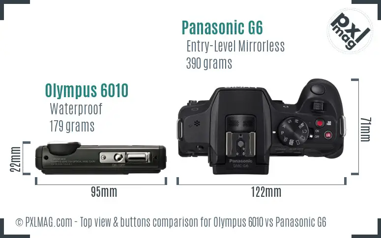 Olympus 6010 vs Panasonic G6 top view buttons comparison