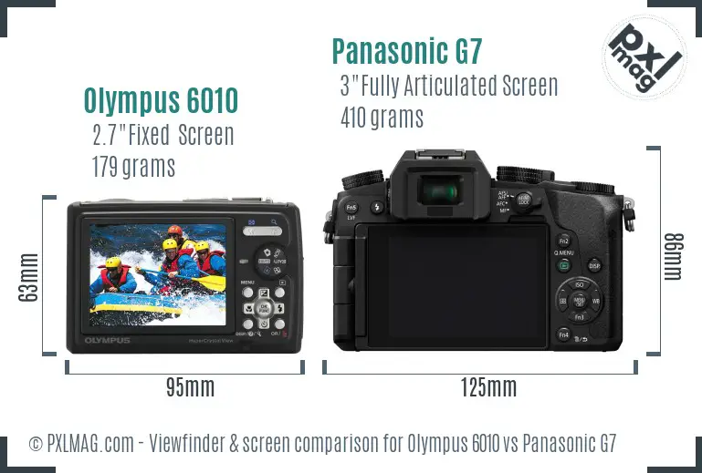 Olympus 6010 vs Panasonic G7 Screen and Viewfinder comparison