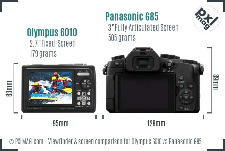 Olympus 6010 vs Panasonic G85 Screen and Viewfinder comparison