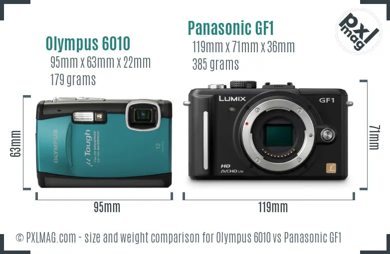 Olympus 6010 vs Panasonic GF1 size comparison