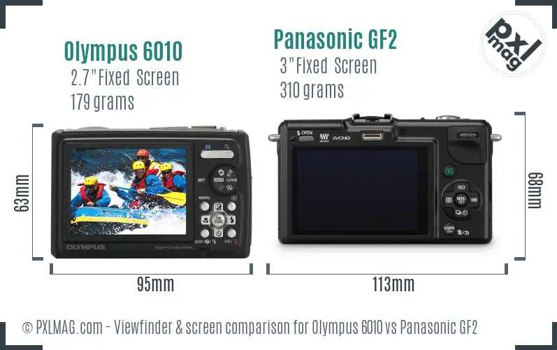 Olympus 6010 vs Panasonic GF2 Screen and Viewfinder comparison