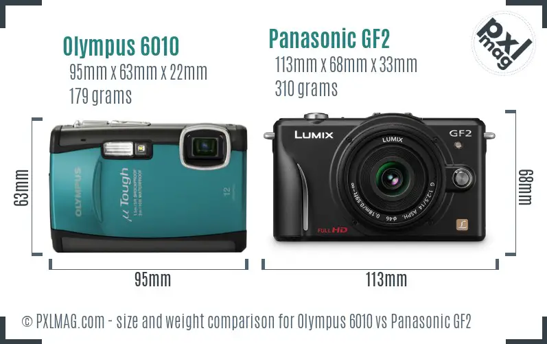 Olympus 6010 vs Panasonic GF2 size comparison