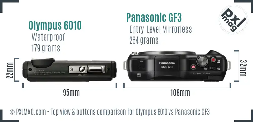 Olympus 6010 vs Panasonic GF3 top view buttons comparison