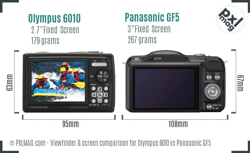 Olympus 6010 vs Panasonic GF5 Screen and Viewfinder comparison