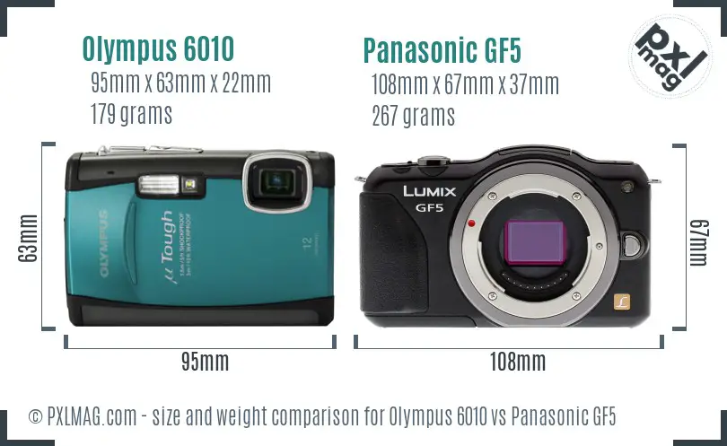 Olympus 6010 vs Panasonic GF5 size comparison