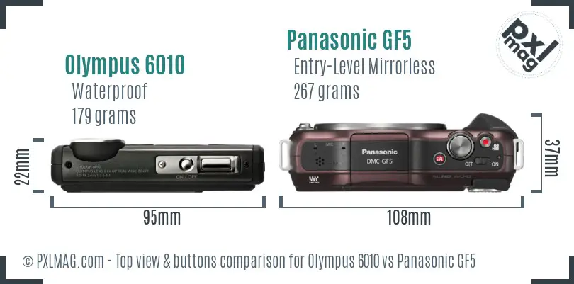 Olympus 6010 vs Panasonic GF5 top view buttons comparison