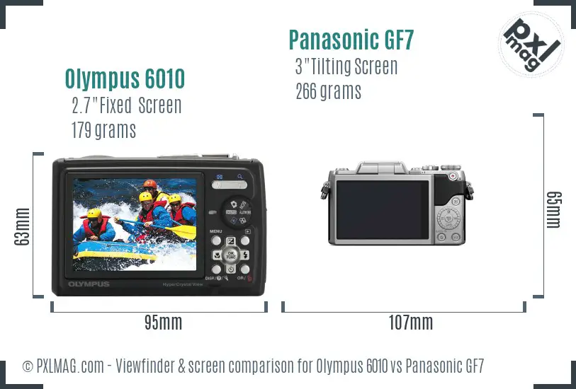 Olympus 6010 vs Panasonic GF7 Screen and Viewfinder comparison