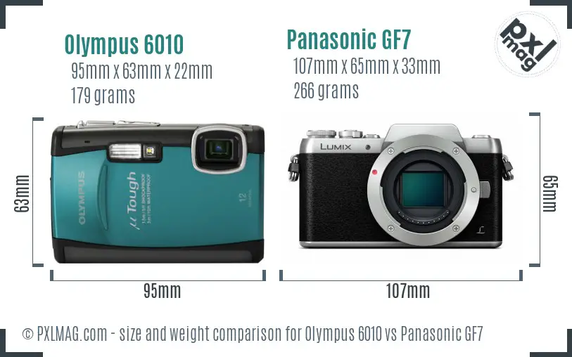 Olympus 6010 vs Panasonic GF7 size comparison