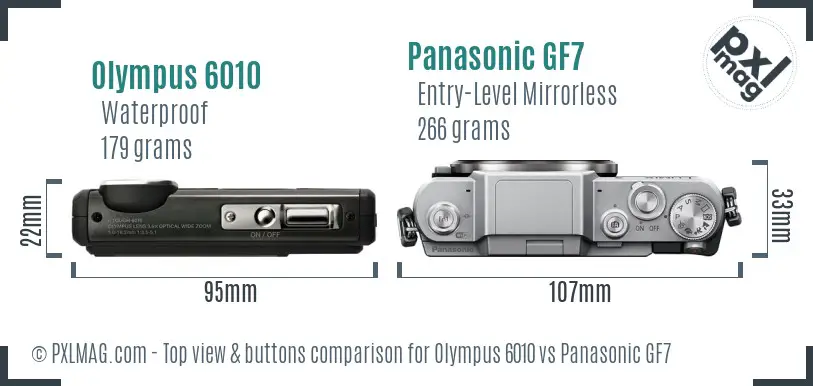 Olympus 6010 vs Panasonic GF7 top view buttons comparison