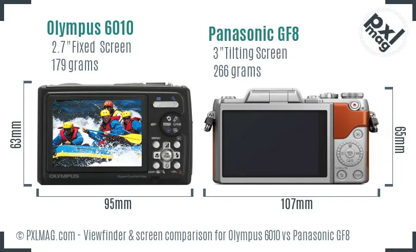 Olympus 6010 vs Panasonic GF8 Screen and Viewfinder comparison