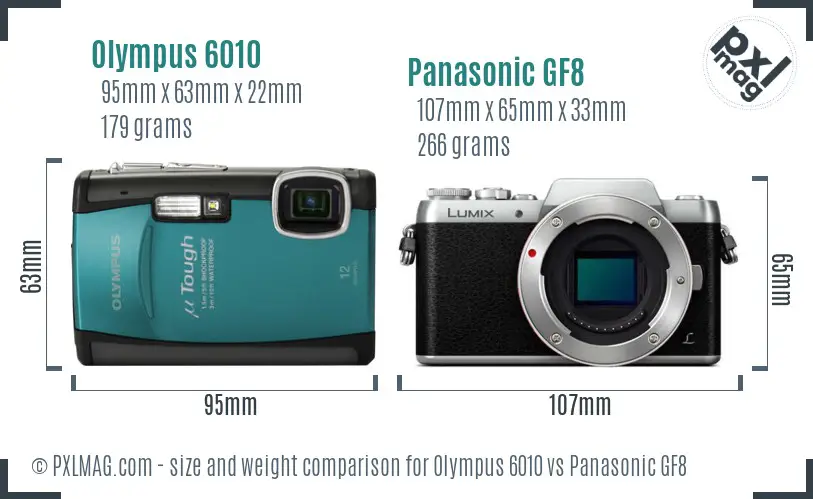 Olympus 6010 vs Panasonic GF8 size comparison