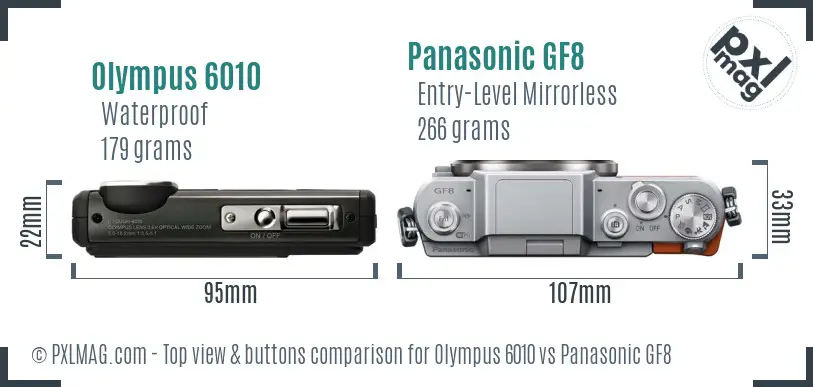 Olympus 6010 vs Panasonic GF8 top view buttons comparison