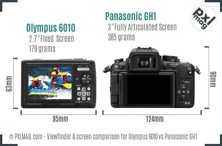 Olympus 6010 vs Panasonic GH1 Screen and Viewfinder comparison