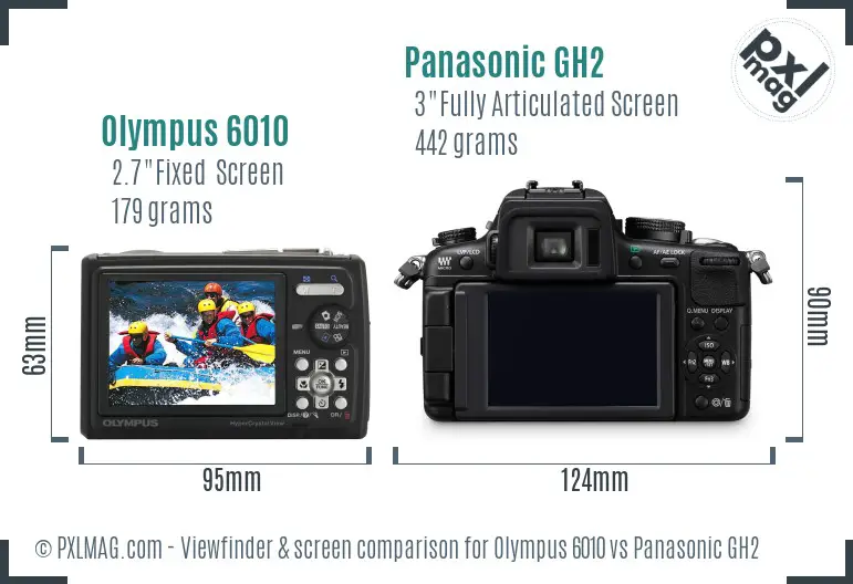 Olympus 6010 vs Panasonic GH2 Screen and Viewfinder comparison