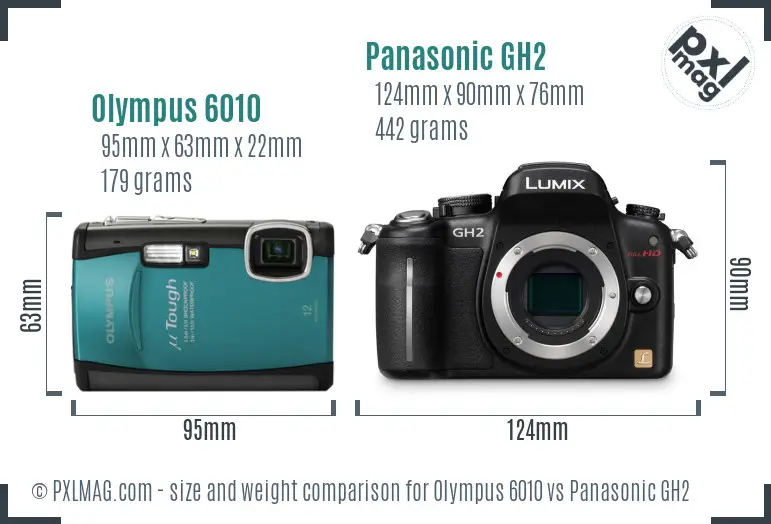Olympus 6010 vs Panasonic GH2 size comparison