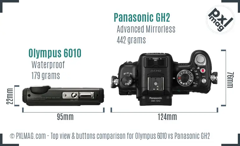 Olympus 6010 vs Panasonic GH2 top view buttons comparison