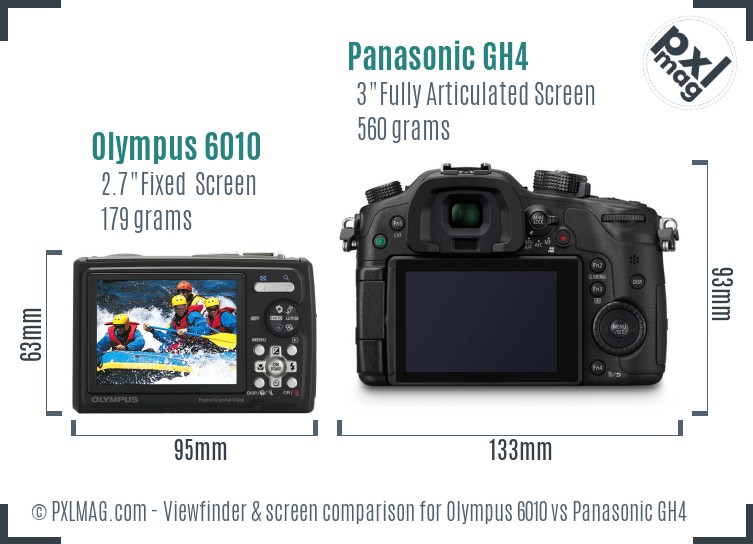 Olympus 6010 vs Panasonic GH4 Screen and Viewfinder comparison