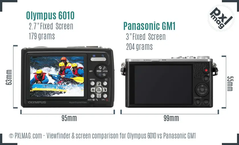 Olympus 6010 vs Panasonic GM1 Screen and Viewfinder comparison