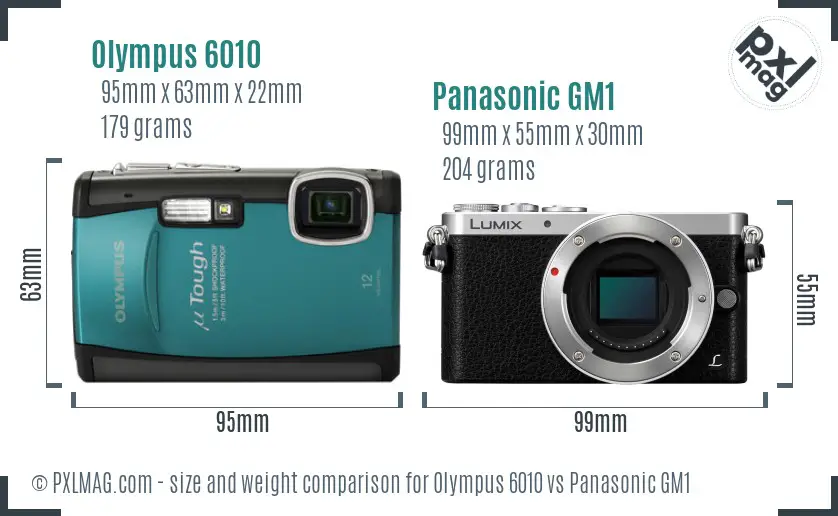 Olympus 6010 vs Panasonic GM1 size comparison