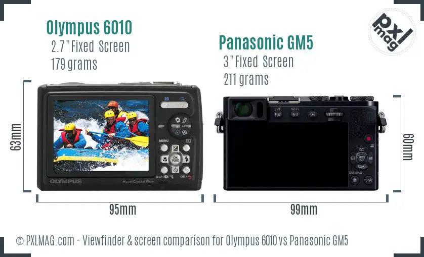 Olympus 6010 vs Panasonic GM5 Screen and Viewfinder comparison