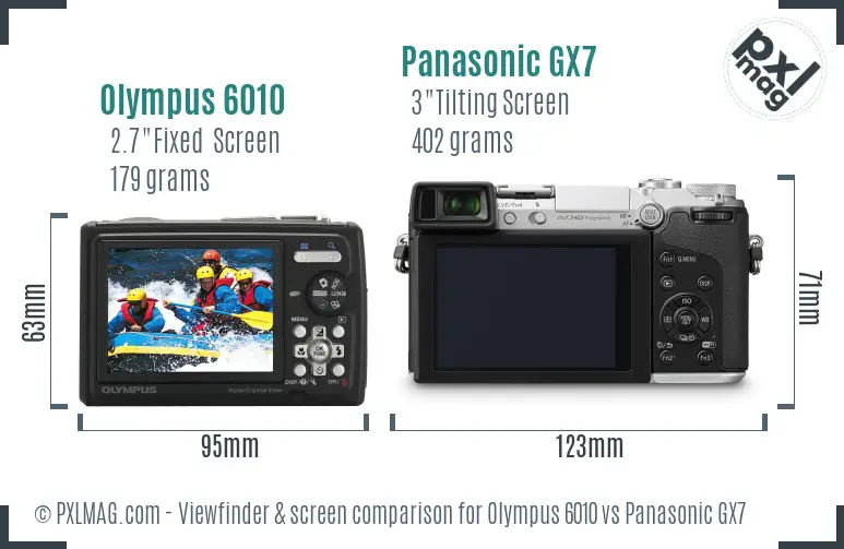 Olympus 6010 vs Panasonic GX7 Screen and Viewfinder comparison