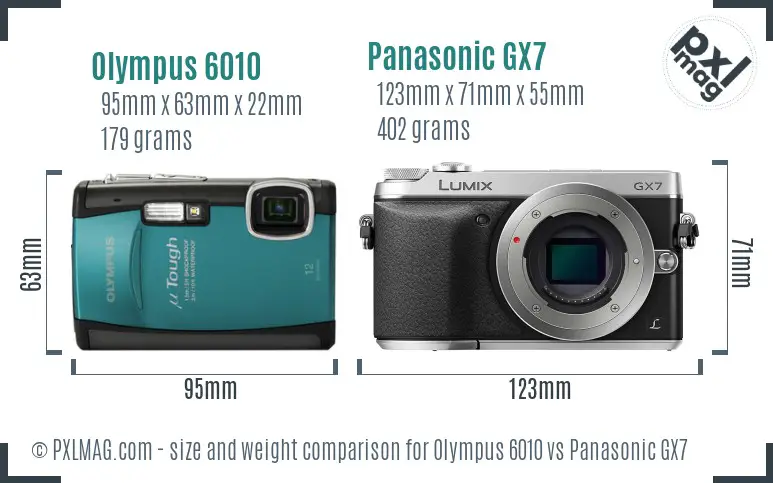 Olympus 6010 vs Panasonic GX7 size comparison