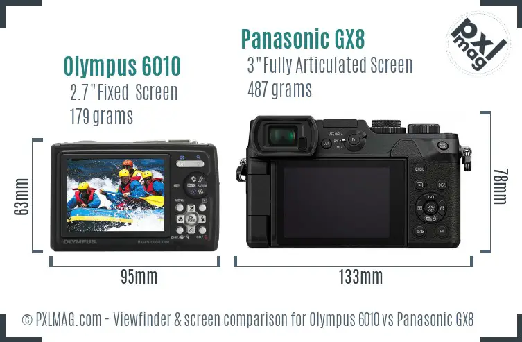 Olympus 6010 vs Panasonic GX8 Screen and Viewfinder comparison Olympus 6010 vs Panasonic GX8 Screen and Viewfinder comparison