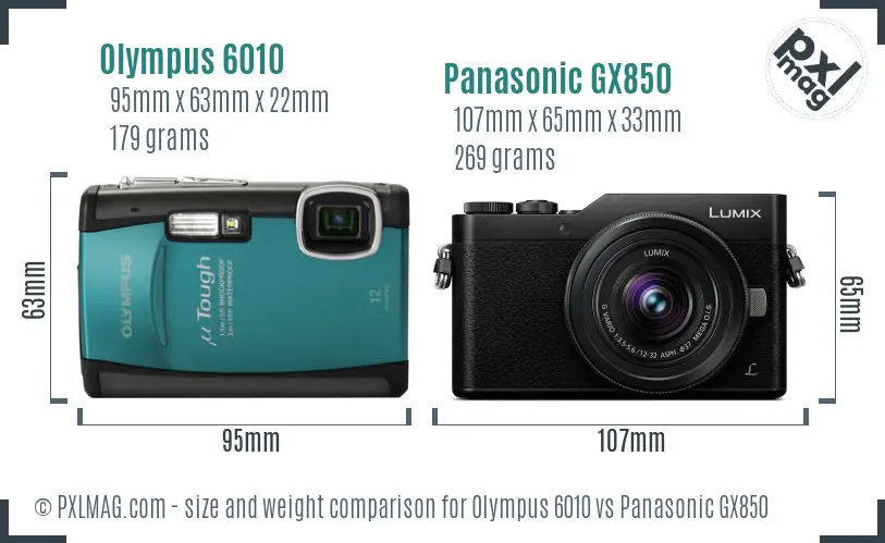 Olympus 6010 vs Panasonic GX850 size comparison