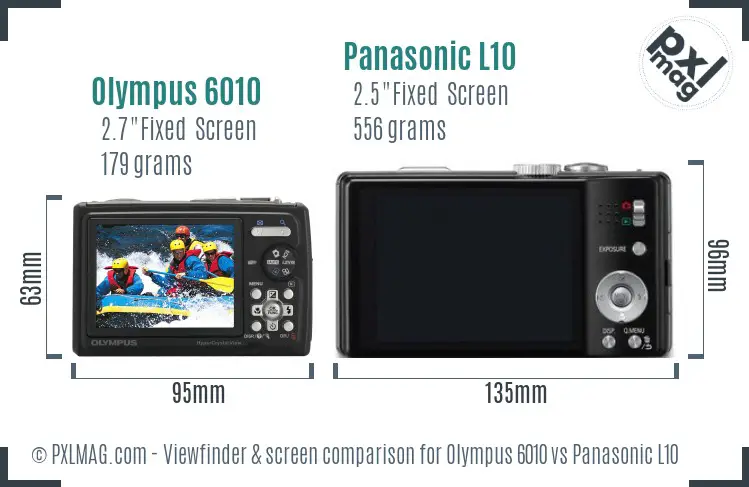 Olympus 6010 vs Panasonic L10 Screen and Viewfinder comparison