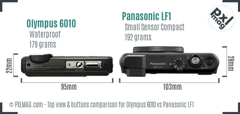 Olympus 6010 vs Panasonic LF1 top view buttons comparison