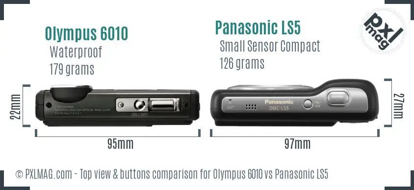 Olympus 6010 vs Panasonic LS5 top view buttons comparison Olympus 6010 vs Panasonic LS5 top view buttons comparison