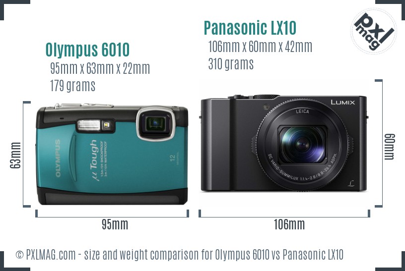 Olympus 6010 vs Panasonic LX10 size comparison Olympus 6010 vs Panasonic LX10 size comparison