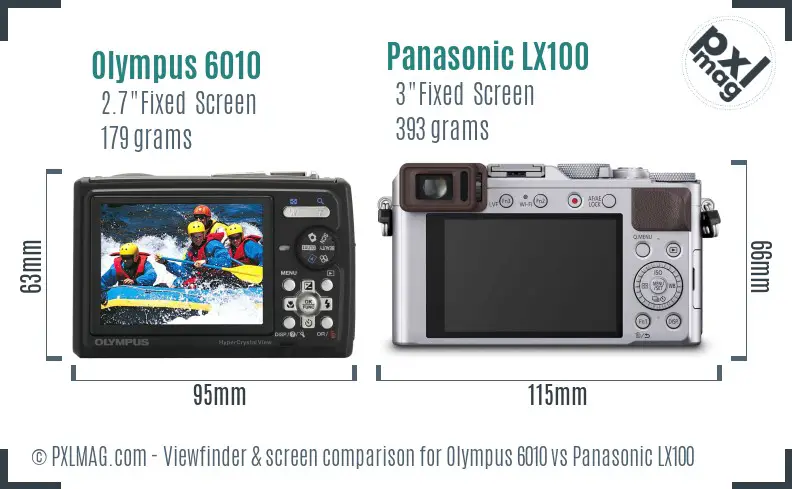 Olympus 6010 vs Panasonic LX100 Screen and Viewfinder comparison