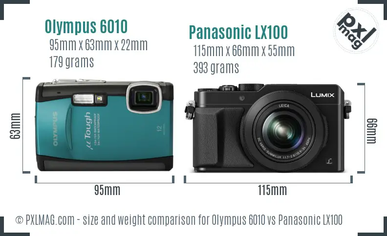 Olympus 6010 vs Panasonic LX100 size comparison Olympus 6010 vs Panasonic LX100 size comparison