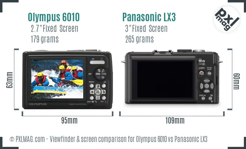 Olympus 6010 vs Panasonic LX3 Screen and Viewfinder comparison Olympus 6010 vs Panasonic LX3 Screen and Viewfinder comparison
