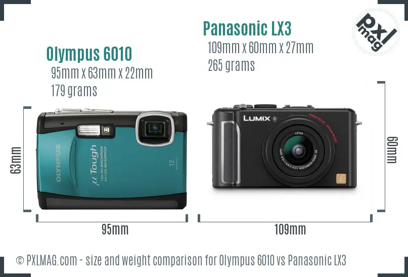 Olympus 6010 vs Panasonic LX3 size comparison Olympus 6010 vs Panasonic LX3 size comparison