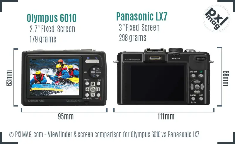 Olympus 6010 vs Panasonic LX7 Screen and Viewfinder comparison