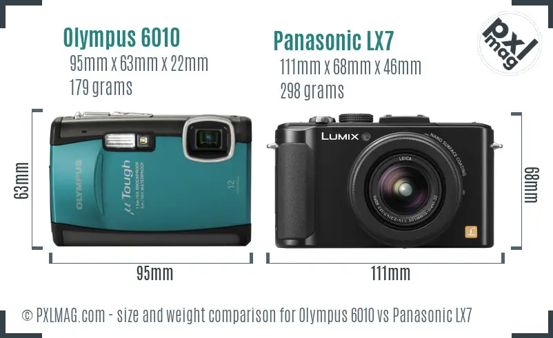 Olympus 6010 vs Panasonic LX7 size comparison