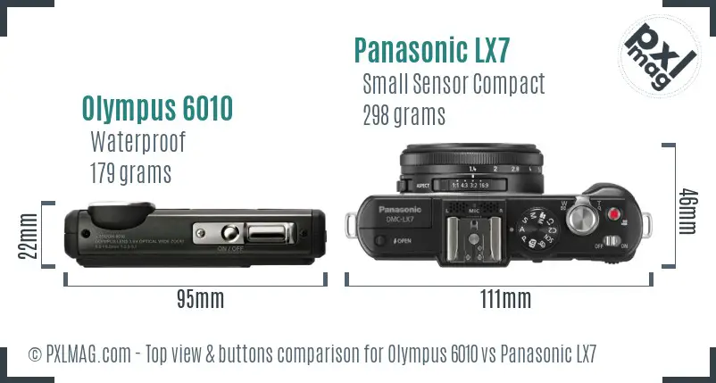 Olympus 6010 vs Panasonic LX7 top view buttons comparison