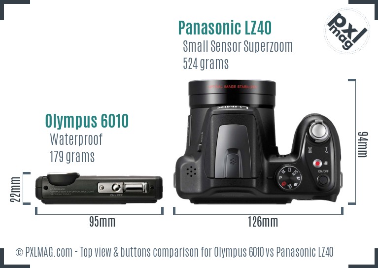 Olympus 6010 vs Panasonic LZ40 top view buttons comparison