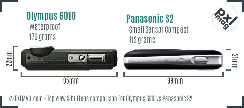 Olympus 6010 vs Panasonic S2 top view buttons comparison Olympus 6010 vs Panasonic S2 top view buttons comparison