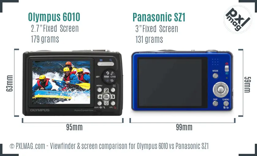 Olympus 6010 vs Panasonic SZ1 Screen and Viewfinder comparison
